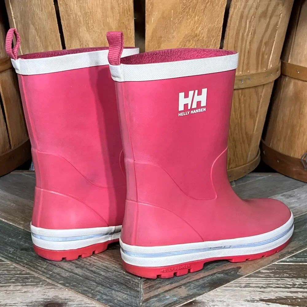 Helly Hansen JK Midsund Red White Rubber Waterproof Rain Boot Little Kid Size 13